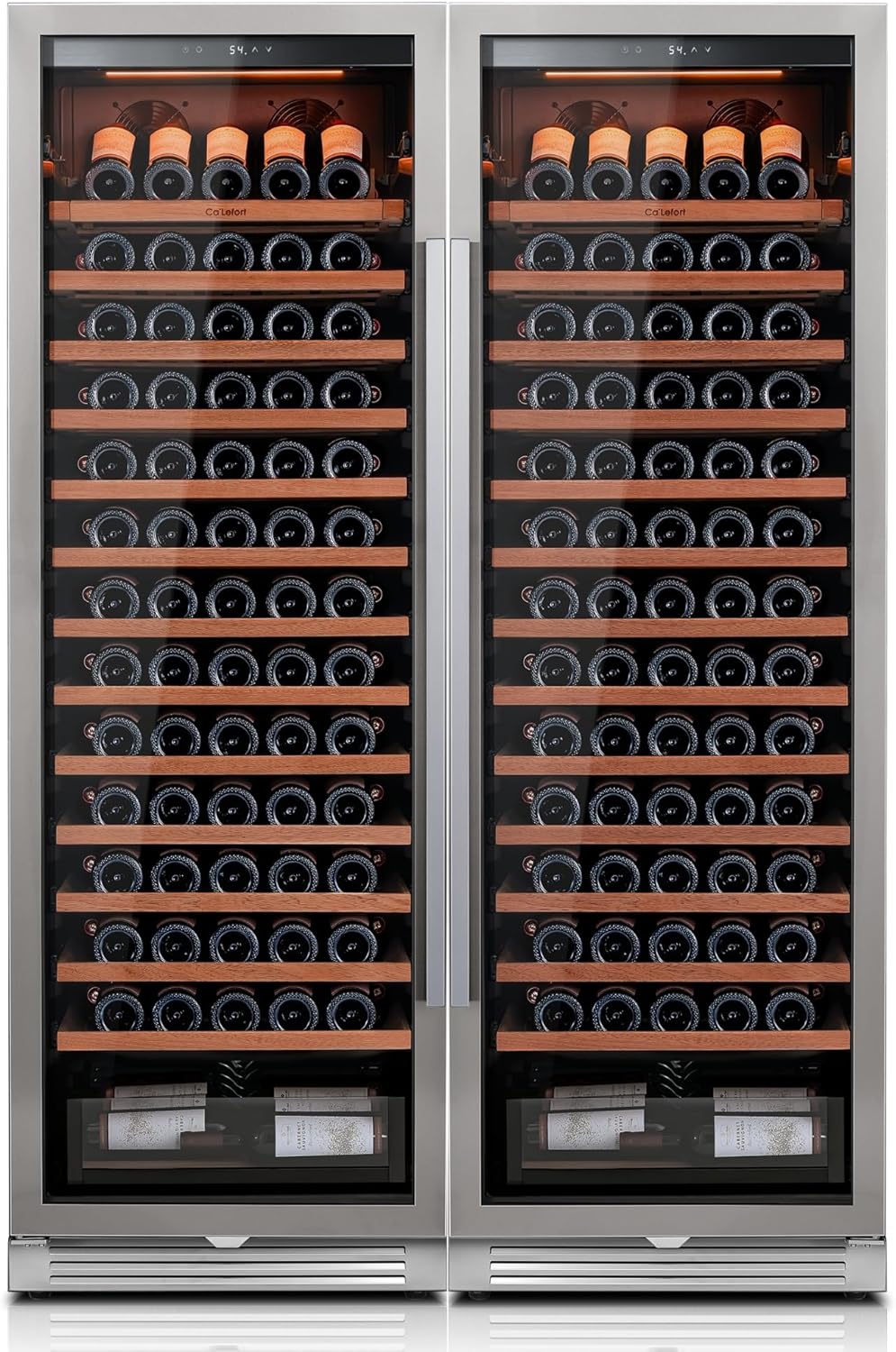 Ca'Lefort 332 Bottle Wine Fridge Bundle, Two 24 Inch Wine Cooler, Energy Star Certified, 40-65°F Temp Control, Adjustable Shelves & 3-Color LED, Built-in/Freestanding for Home/Bar/Kitchen (2 Units)