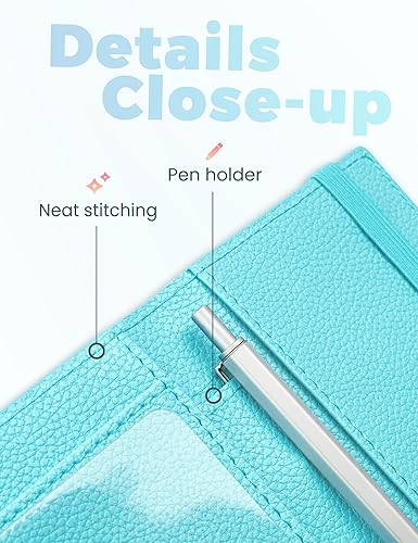 Miniatura 5 de Yarnic Funda para chequera personal, soporte para chequera con soporte para bolígrafo y divisor de plástico transparente integrado para cheques