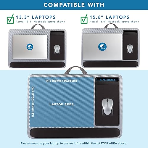 Miniatura 61 de LAPGEAR - Escritorio de regazo para oficina en casa con repisa para dispositivos, alfombrilla de mouse y soporte para teléfono, carbón plateado, se