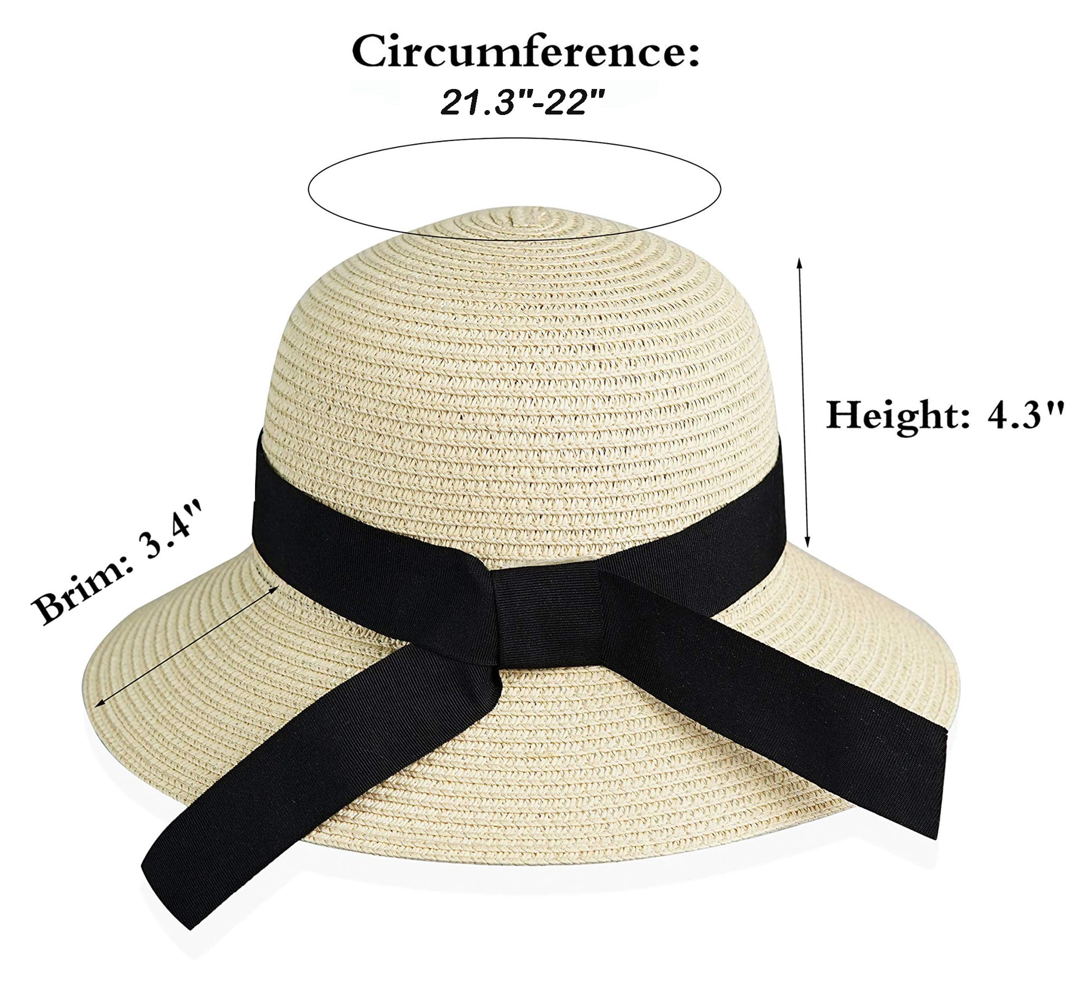 Chapeau de soleil en paille à large bord pour fille avec nœud