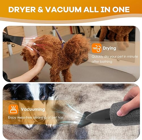 Miniatura 2 de IKARE Secador de pelo para perros, 4.8 HP3600 W de alta velocidad con control de velocidad y temperatura ajustable, diseño de bajo ruido, secadora