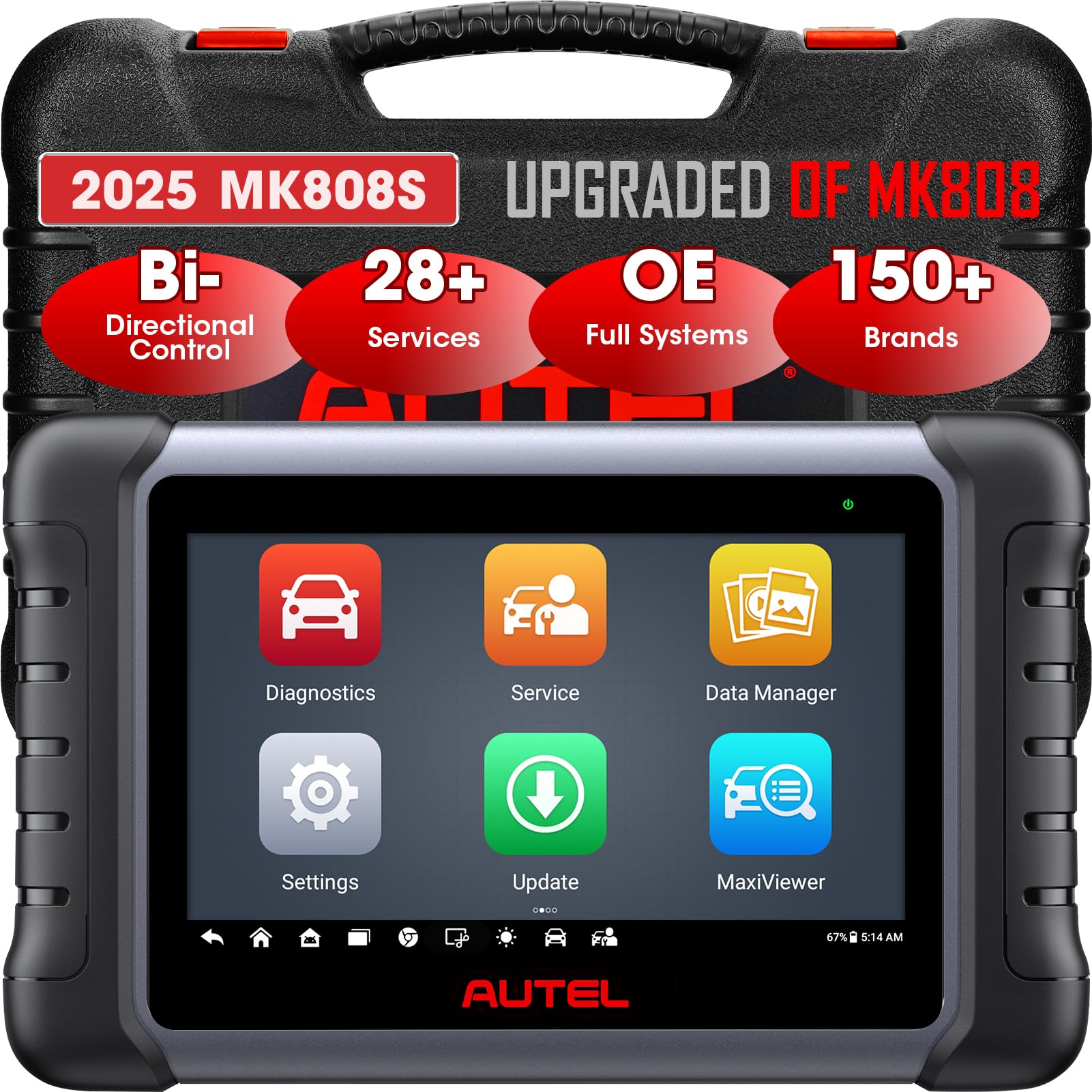 Autel Escáner MaxiCOM MK808S, 2024 Herramienta de Diagnóstico de Control Bi-Direccional, Actualizado de MK808/ MX808, 28+ Servicio, Prueba Activa, Todos Los Sistemas de Diagnóstico, FCA Autoauth