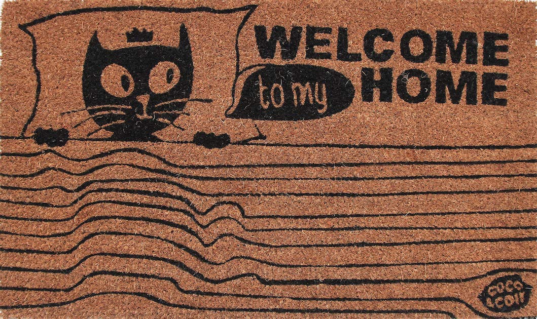 B&Q -  Door Mat Indoor Funny Cat Design Entrance Welcome Mat 45Cm X 75Cm Cat Love