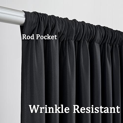 Miniatura 2 de Paneles de cortina tipo telón de fondo negro de 10 x 10 pies para fiestas, cortinas de poliéster grueso para bodas, para cumpleaños, fotografía,