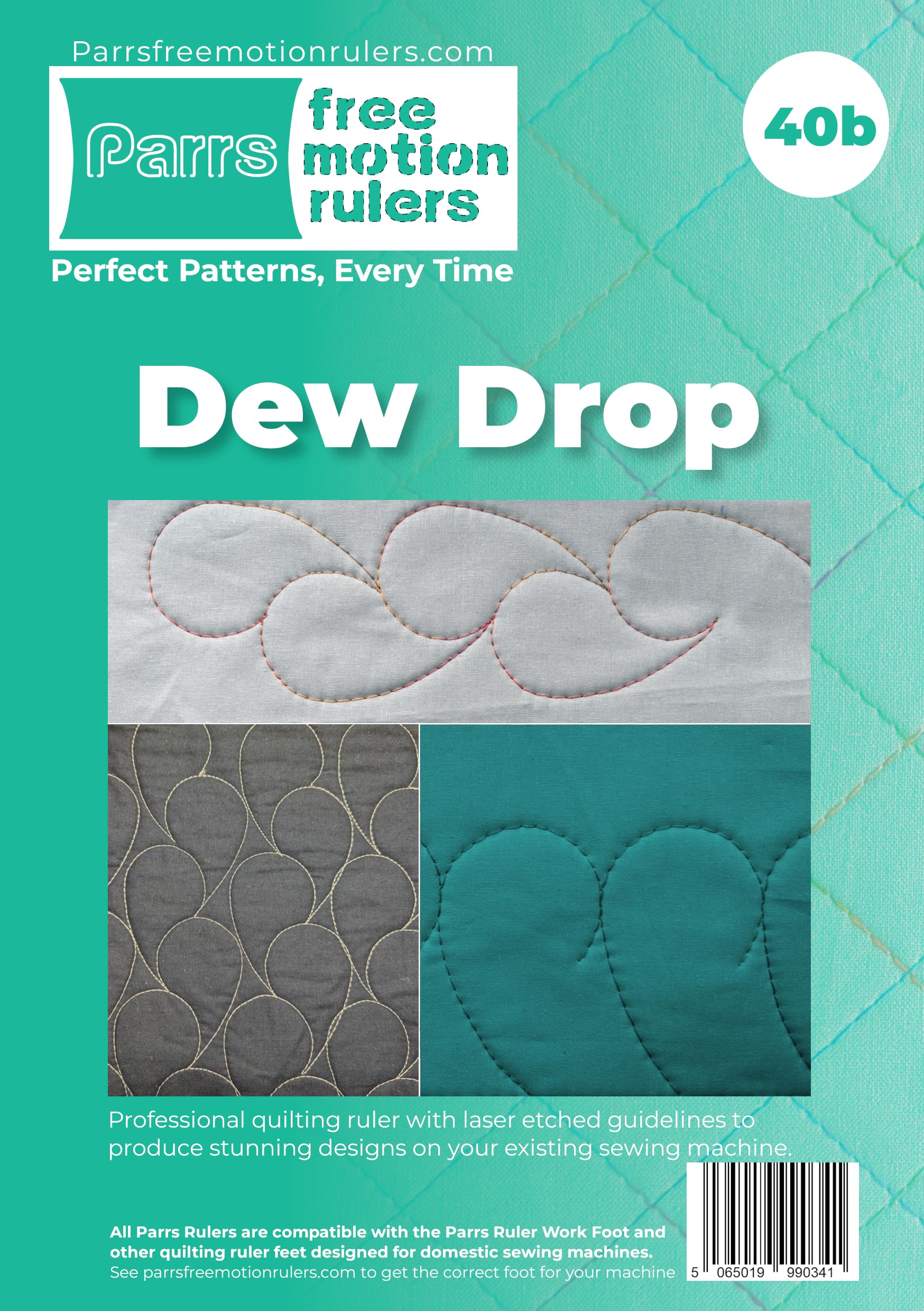 Parrs Dew Drop Free Motion Quilting Ruler for Domestic Machines