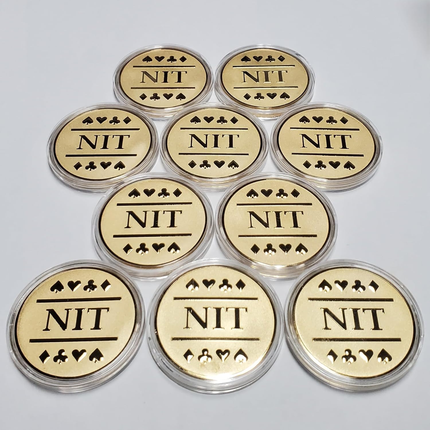 10x Gold Clad Metal NIT Game Poker Chips: A Fun Dangerous Addition to Your Texas Hold'em or Omaha Card Game