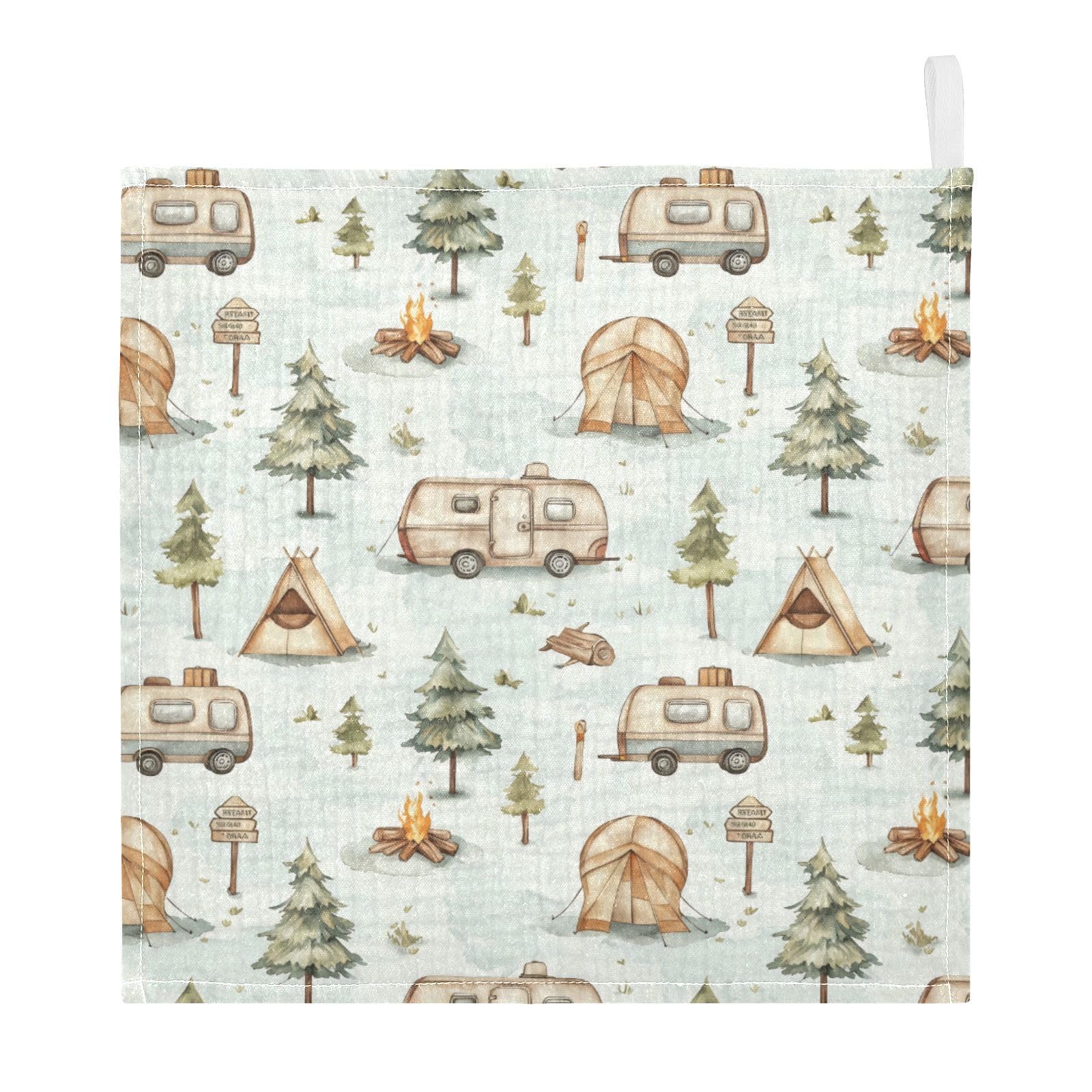 vvfelixl Cartoon Camping Caravan Baby Burp Cloths Baby Muslin Washcloths for Boys Girls Cotton Babys Face Towel for Newborn Infants Soft and Absorbent 11.8 X 11.8 in, 5 Pack
