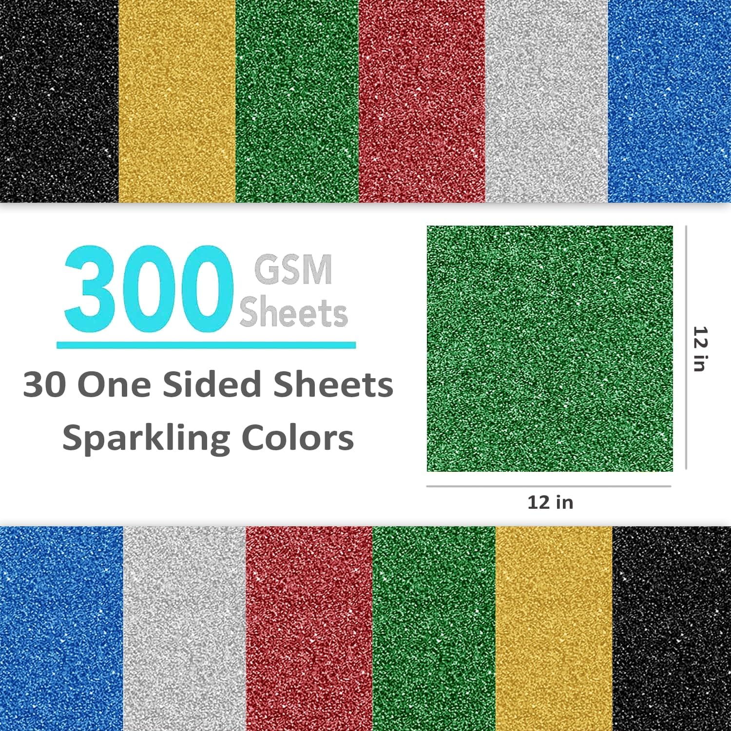 SANZIX 30 Sheets Green Glitter Cardstock Paper 12x12" 110lb 300 GSM Glitter Paper for Cricut, Christmas Cards, Scrapbook, DIY Crafts, Decor, and Custom Cards | Ideal for Gift Wraps & Booklet Covers image 2