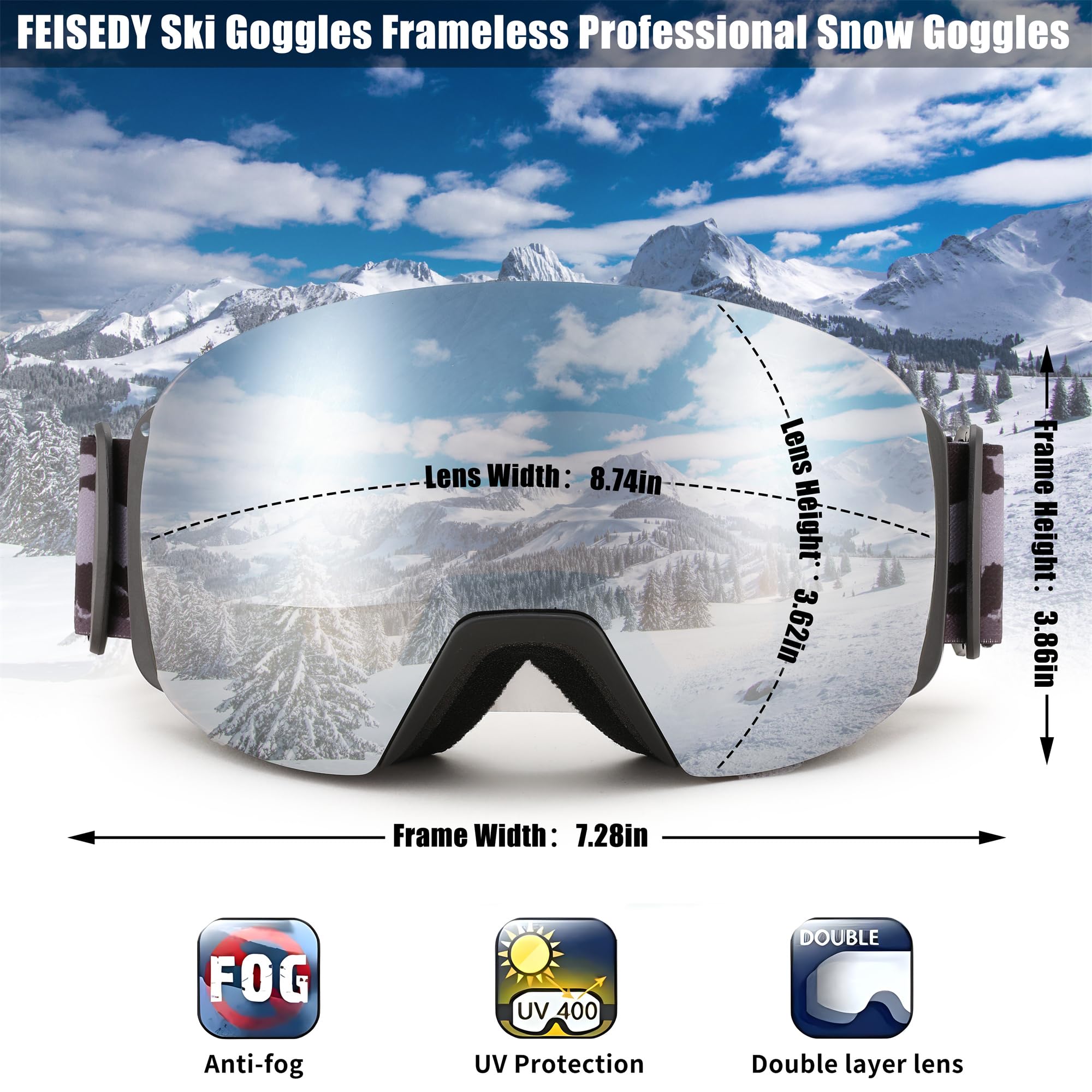 FEISEDY Masque de Ski OTG à Verres Magnétique Interchangeable B0020
