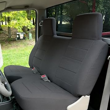 Truck seat covers fit for Toyota Tacoma 1995 1996 1997 1998 1999 2000 2001 2002 2003 2004 Front Bench Seat for toyota tacoma truck cover protector accessories with Molded Headrest Knitted Fabric- Gray