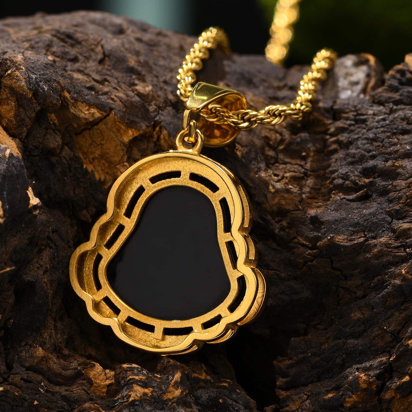 Amazon.co.jp: Laughing Buddha ペンダントネックレス 金メッキ