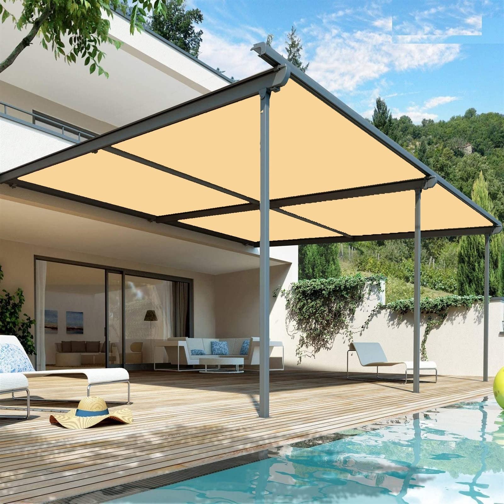 Sonnensegel 5x6 Meter – Rechteckig, Wasserdicht, UV-Schutz 98% – Für Garten, Terrasse & Camping