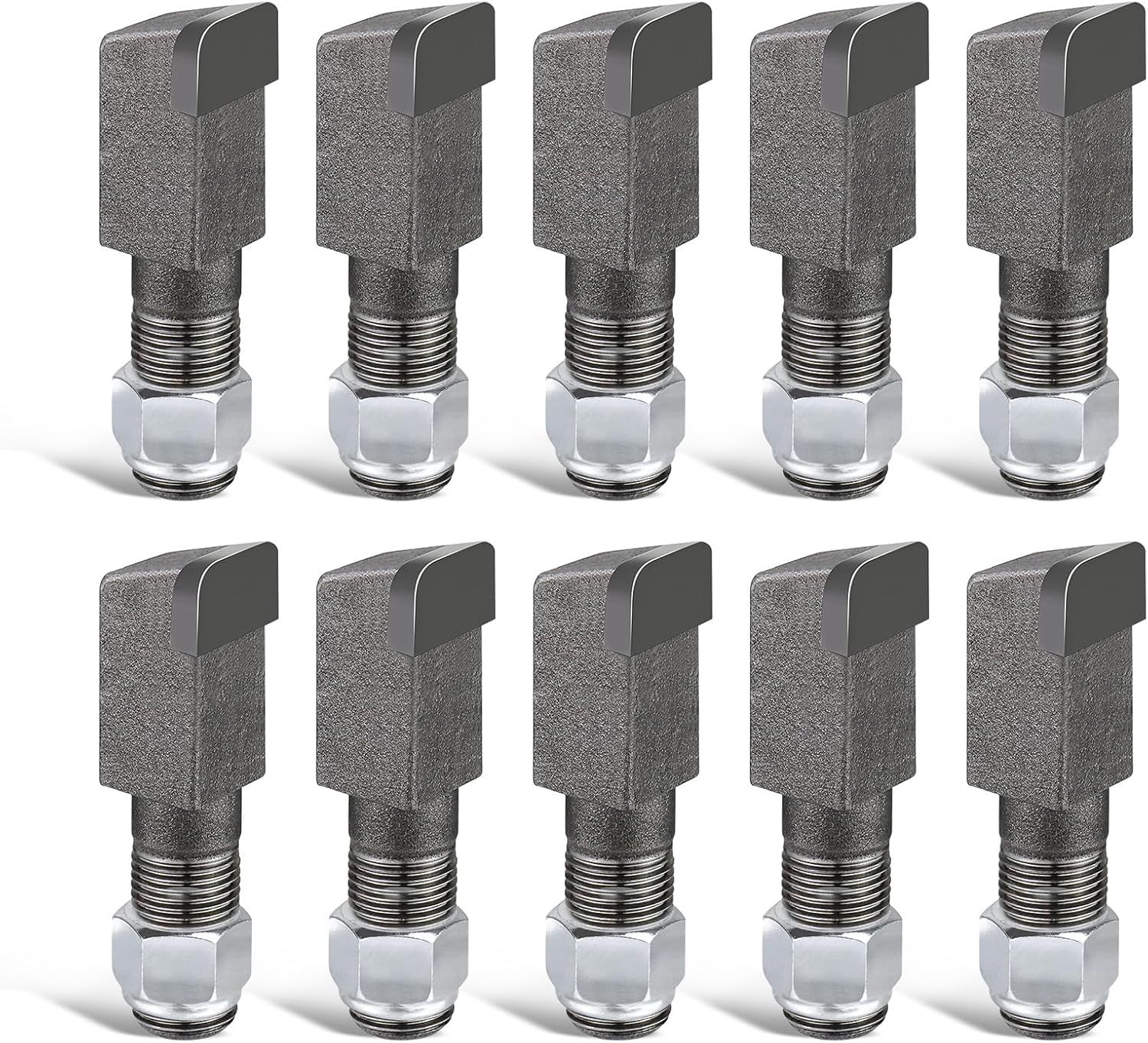 10 Pack 2-1/2"Lx3/4"W Stump Grinder Teeth with 5/8" Nuts Carbide Tipped Compatible with Shaver SC50 SC50-H SC25 SC25-H SC30 SC30-H Woods SG100, Stump Grinder Parts for Cutting Tree Stub