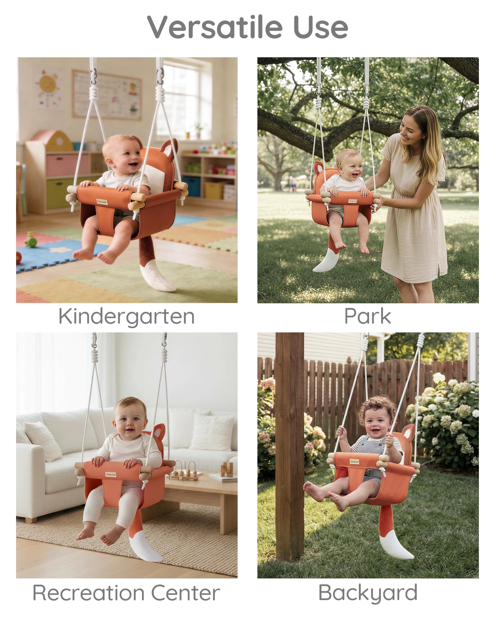 Amazon.com : Wooden Baby Swing with Soft Safety Belt, Cozy Infant