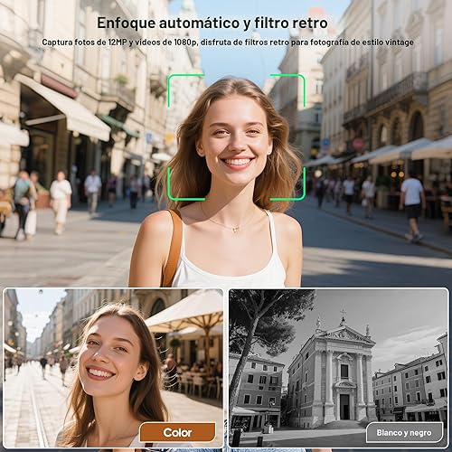 Miniatura 4 de CHUZHAO - Mini cámara digital vintage, estilo TLR portátil, retro, apuntar y disparar, compacta con bolsillo pequeño, 1080P, FHD de video, cámara de