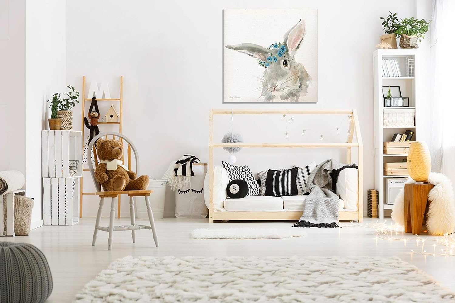 Renditions Gallery Glamour Girls Rabbit Animal Decor for Nursery, Kid Room, Playroom, Wall Art, 16X16