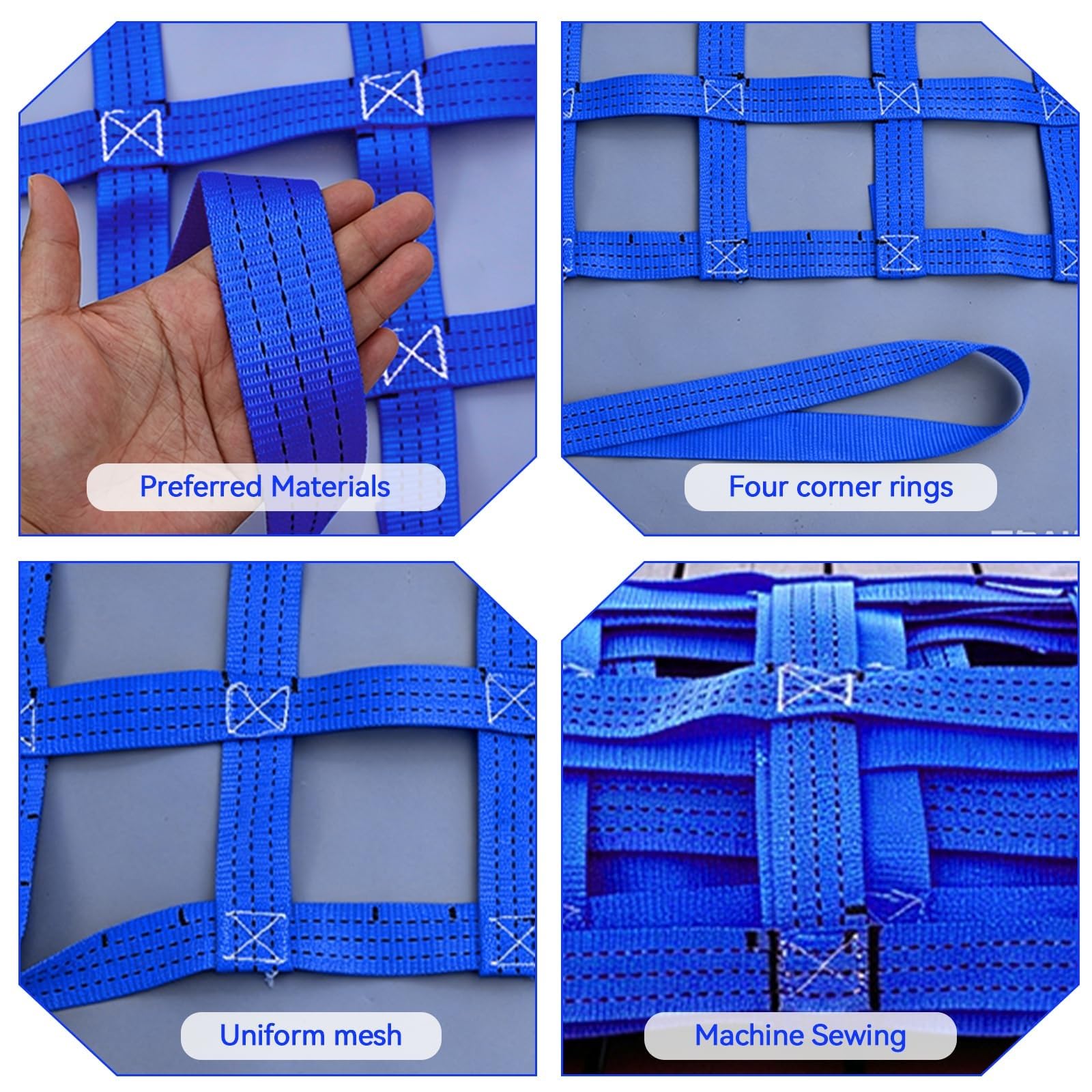 Red De Elevación De Carga, Red De Elevación De Poliéster con 4 Correas En Las Esquinas, Red De Seguridad para Movimiento(1.5 X 1.5M/Mesh 10cm/Load 2t)