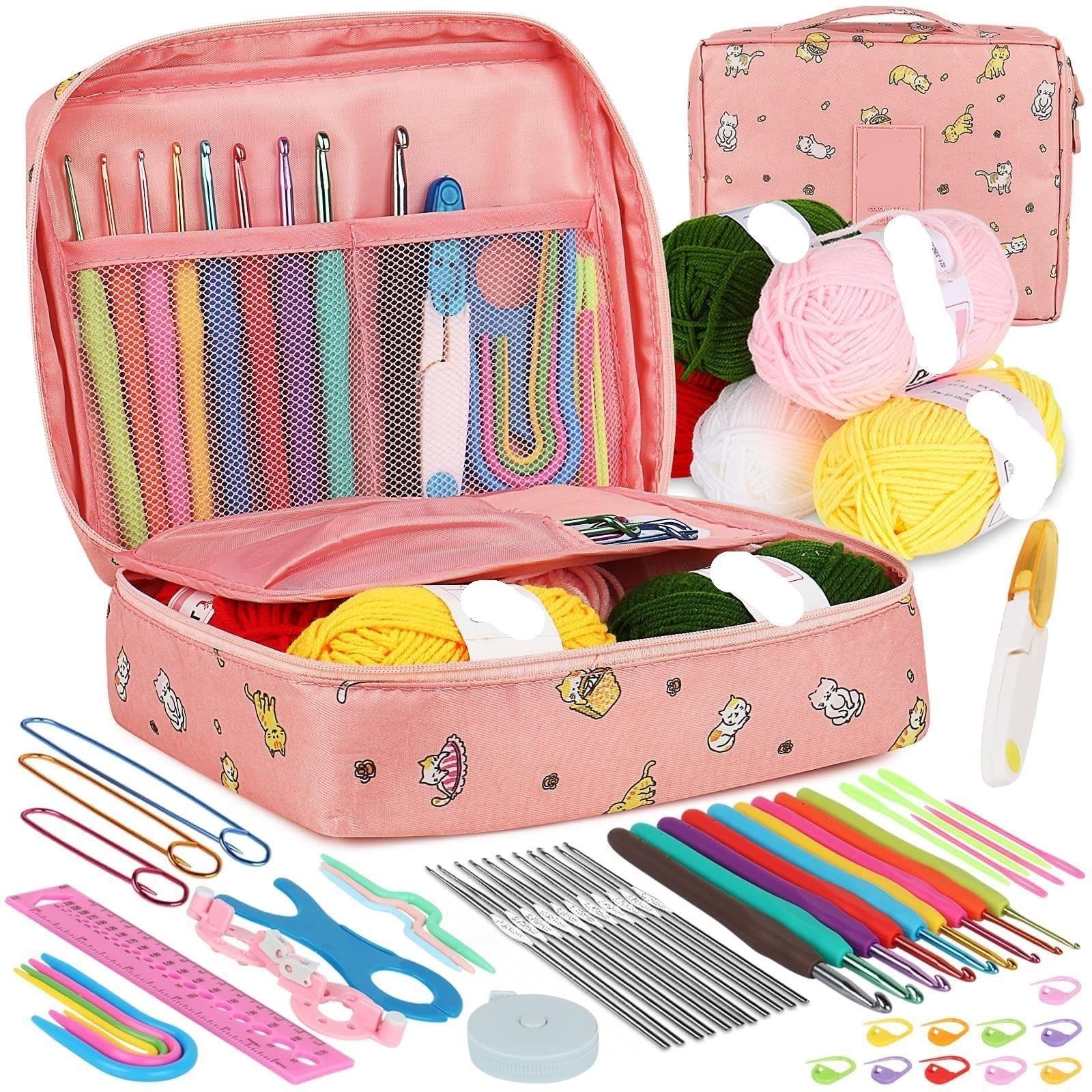 Kit Crochet Débutant Adulte, 59 pièces Crochets Métal 0.6-6.0mm avec Laine