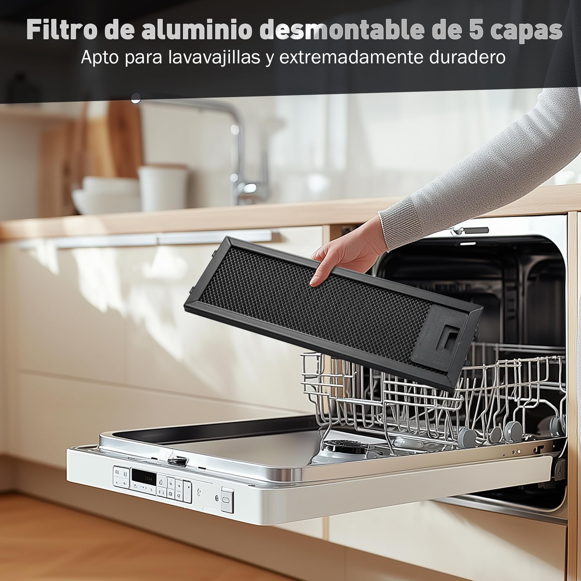SNDOAS Campana Extractora 90 cm, 800 m³/h, Clase Energética A+++, 3 Velocidades + Modo Turbo, Panel Táctil, Gesture Control, Filtro de Carbono Activado, Recirculación/Extracción, Negro
