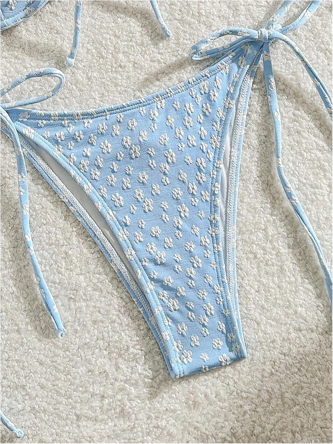 SHENHE Women's Underwire Swimsuit 2 Piece Lace Floral Dobby Textured Side Tie Cute Bikini Set