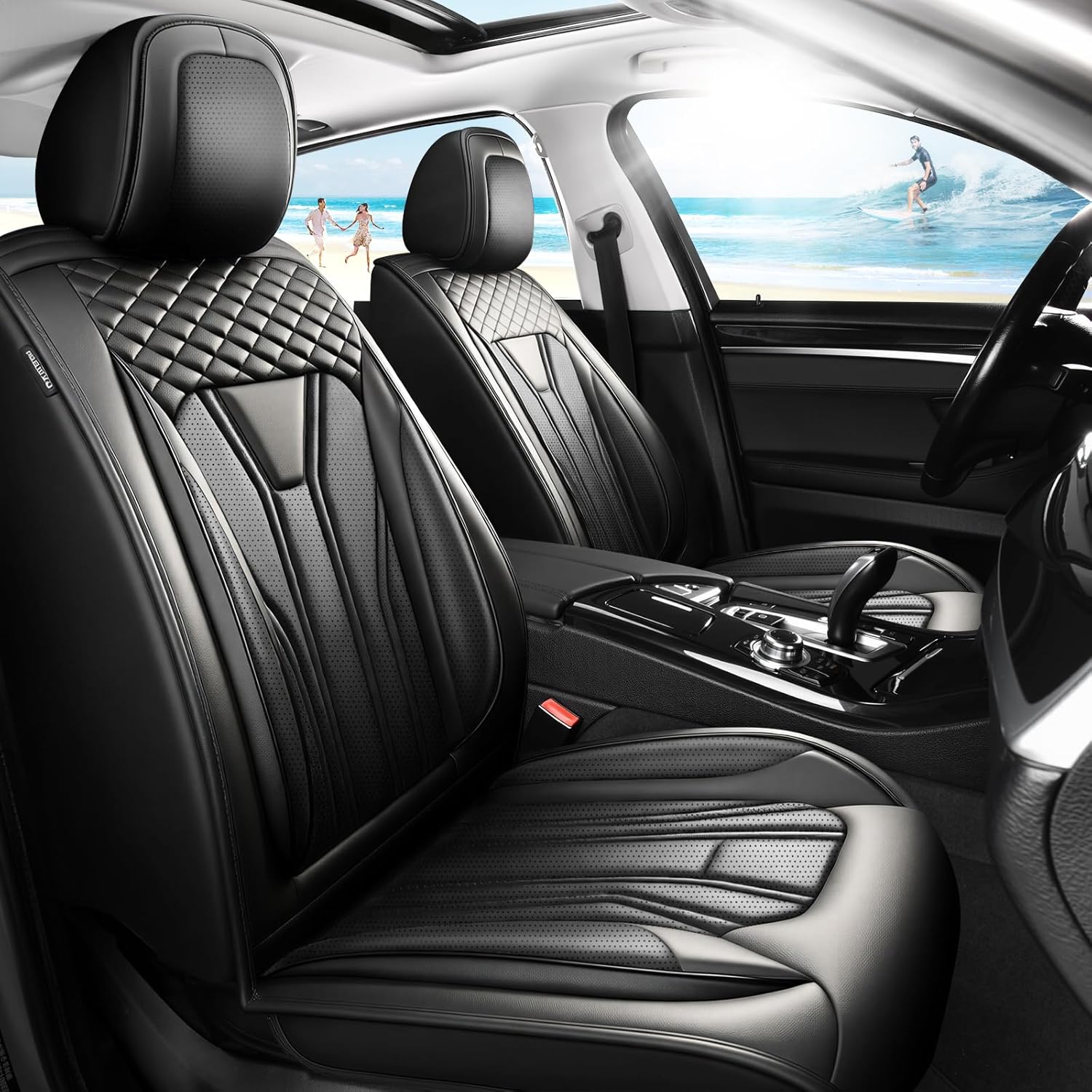 Fit RAV4 Car Seat Covers Compatible with Toyota RAV4 2013-2025 2026, Premium Leather Breathable, Wear Resistant, Airbag Compatible, All-Weather Protection & Full Coverage, Full Set All Black