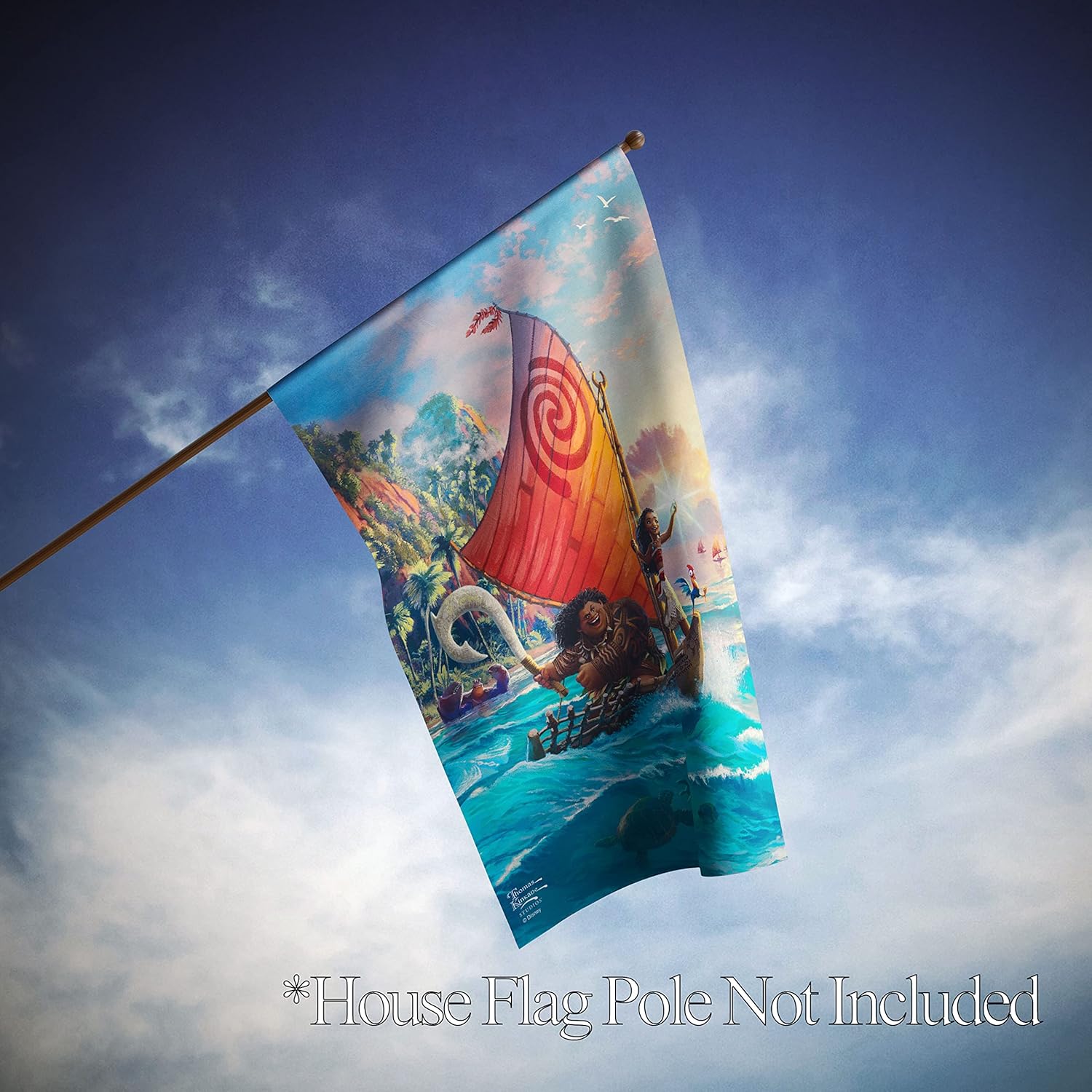 Flagology.com, Thomas Kinkade, Disney, Moana – House Flag 28" x 40", Outdoor Flag, Exclusive Premium Fabric, Licensed Thomas Kinkade Disney