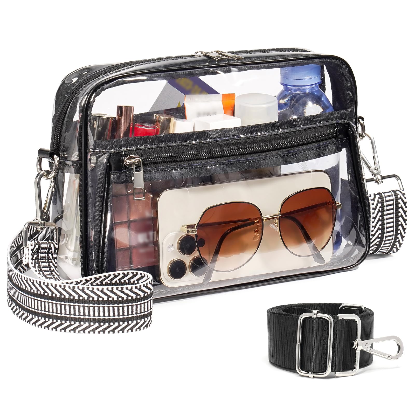 Clear Bag for Stadium Events with 2 Long Straps See Through Purse for Women Crossbody Bag Concert Stadium