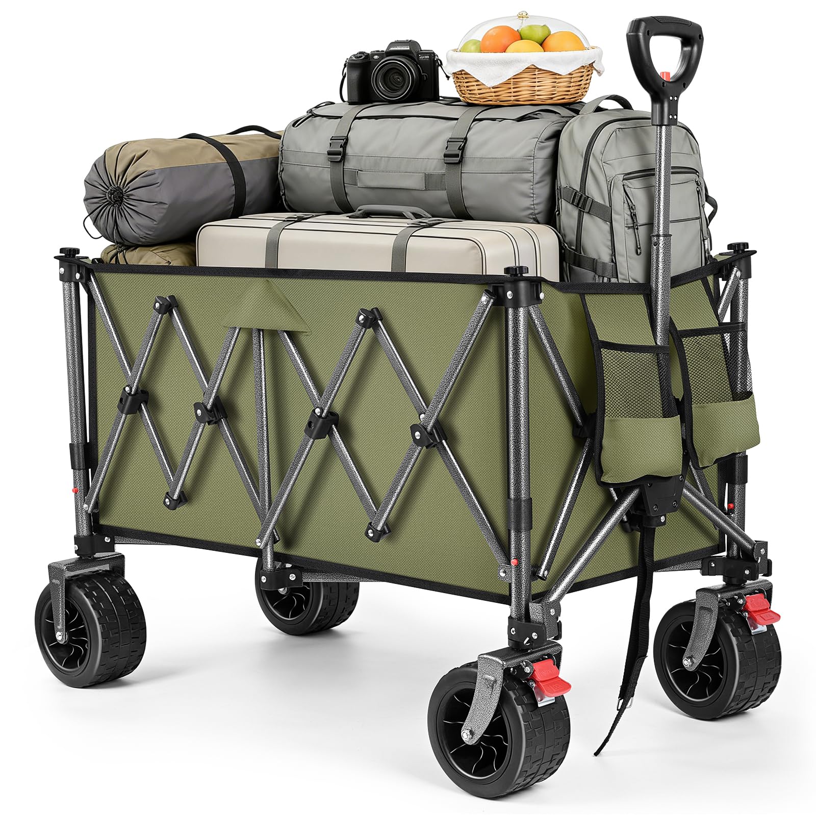 YEAUPE PRO Carro Plegable Todo Terreno – Frenos Dobles, Ruedas Anchas, Estructura Reforzada, Mango Ajustable – Ideal para Playa y Camping – 150‑240L, Negro — view 24