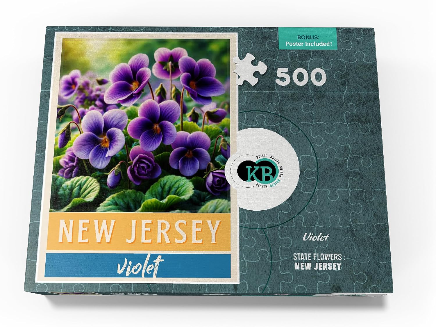 MyPuzzle State Flowers Series: New Jersey, Violet - Premium 500 Piece Jigsaw Puzzle for Adults