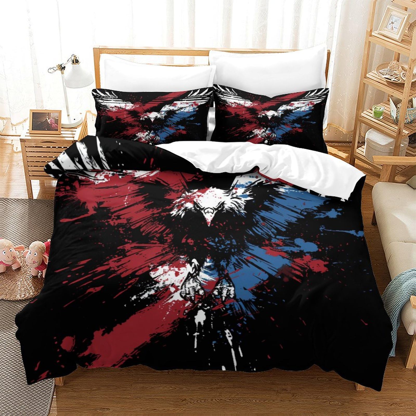 Housse de couette aigle 140x200cm anti-plis en microfibre super douce