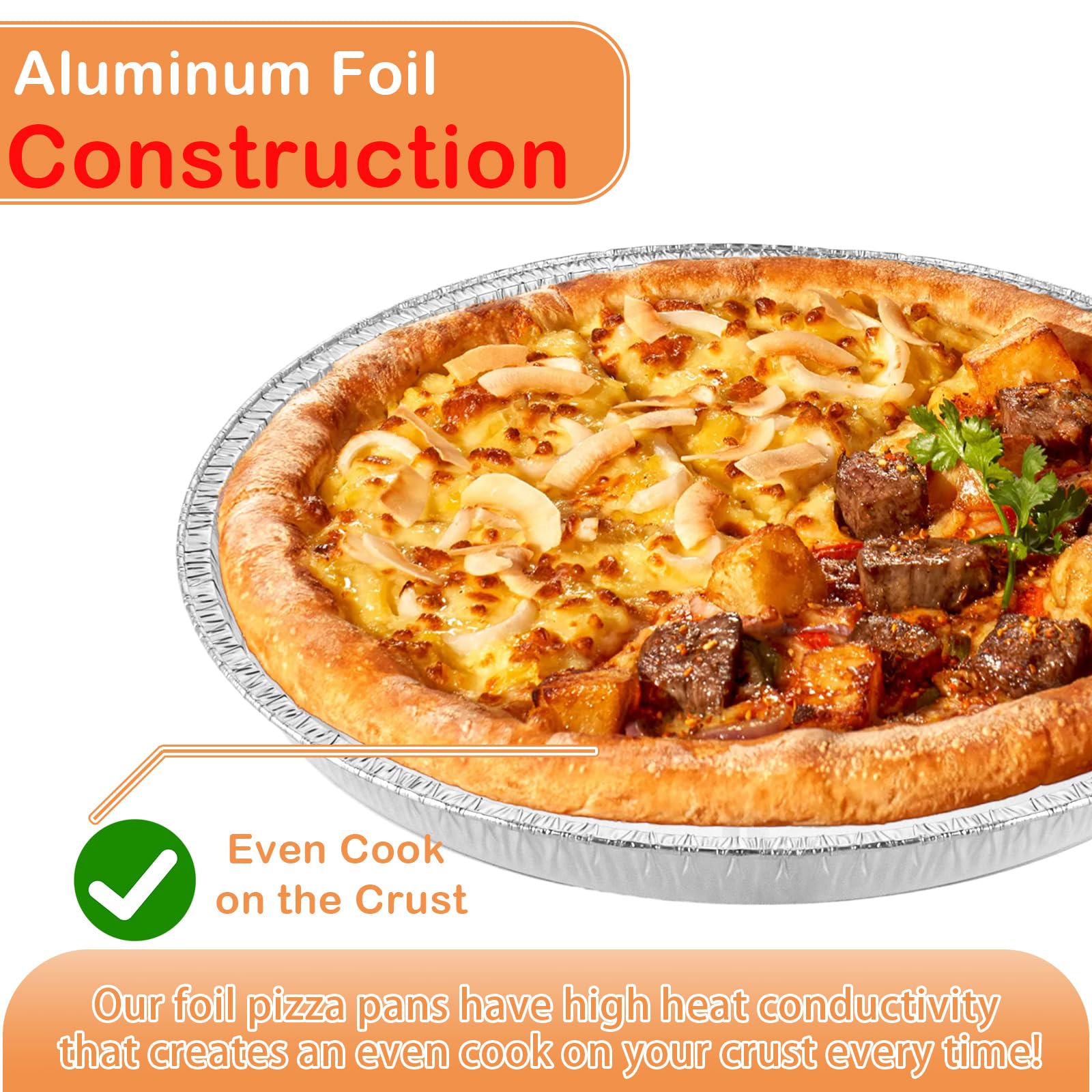 Confezione da 50 teglie rotonde usa e getta in alluminio per pizza personale, teglia rotonda da 28 cm, per biscotti, torte, focacce, congelatori e forno