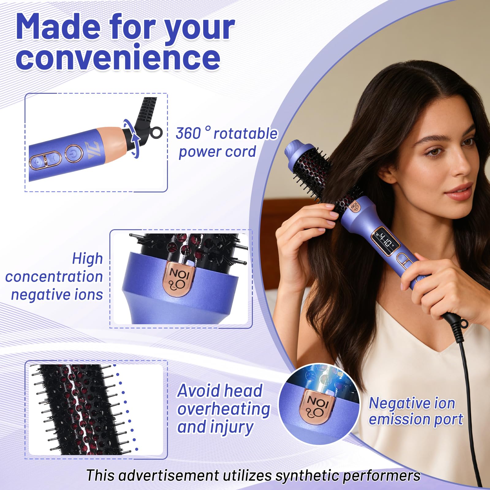 Negative Ion Infrared Hot Brush Hair Volumizer, Purple