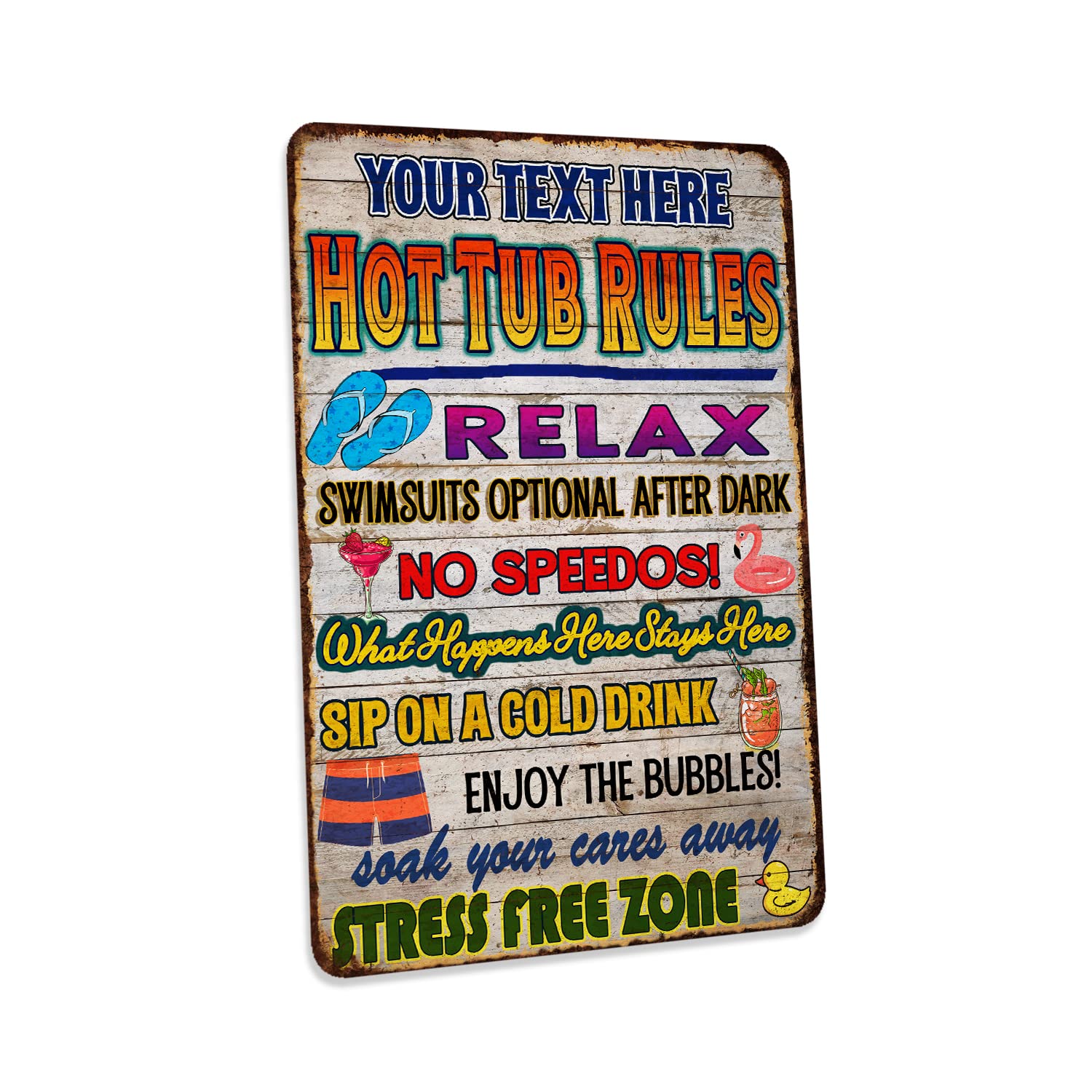 Chico Creek Signs Personalized Hot Tub Rules Sign Custom Sign Backyard Oasis Patio Decor Outdoor Sauna Paradise Pool BBQ Tiki Gift 208122002008, 8''