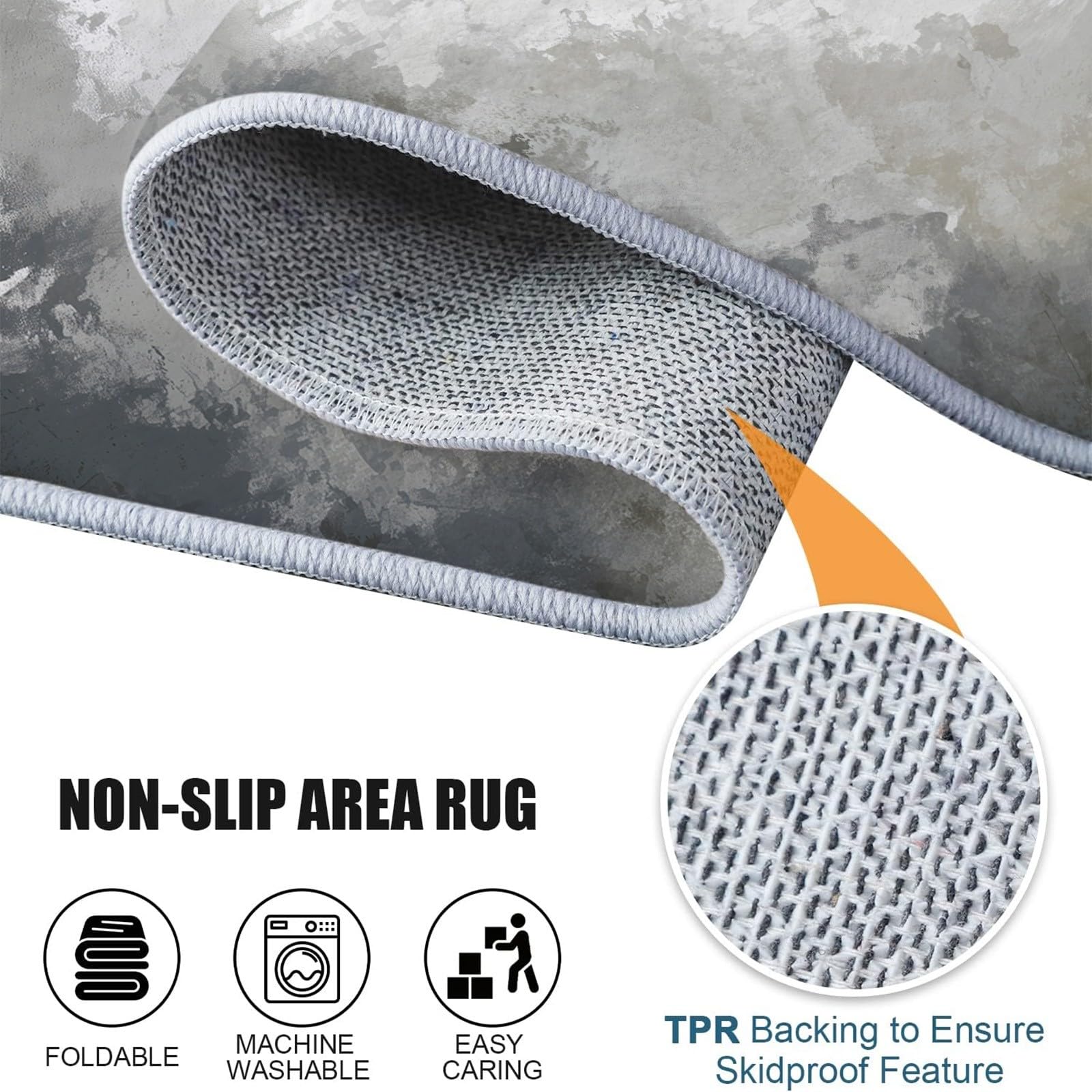 Generico Ø 90 cm Rotondo Tappeto Texture Consumate, Tappeti Antiscivolo e Lavabile Grigio - Pelo Corto Morbido Tappeto per Camera da Letto Soggiorno Stanza dei Giochi Decorazione Casa