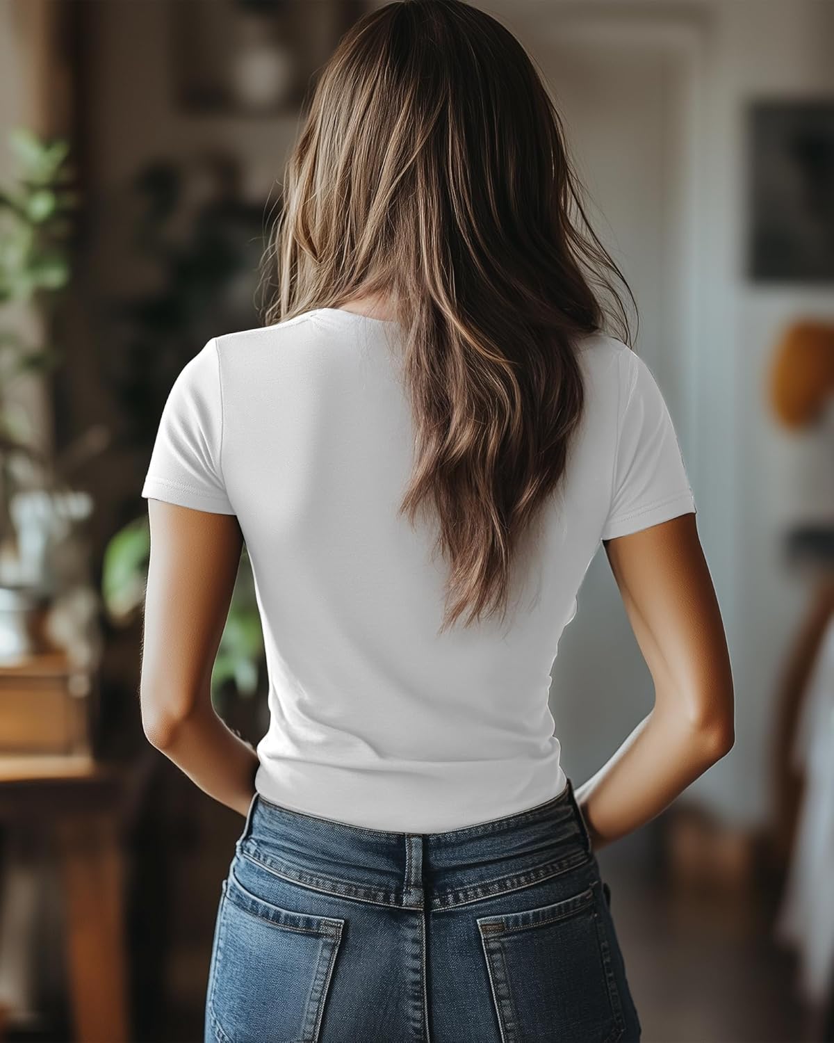 Ficerd 4 Pack Women's Scoop Neck Short Sleeve Shirts Slim Fitted Tops Stretchy Tight Casual Basic Summer Tees - Image 4