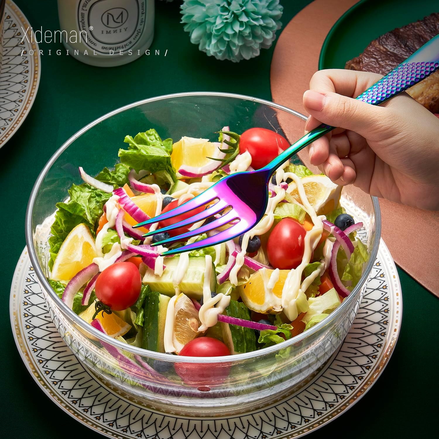 Premium Hammered 18/10 Stainless Steel Serving Utensil Set, 7-Piece image 4