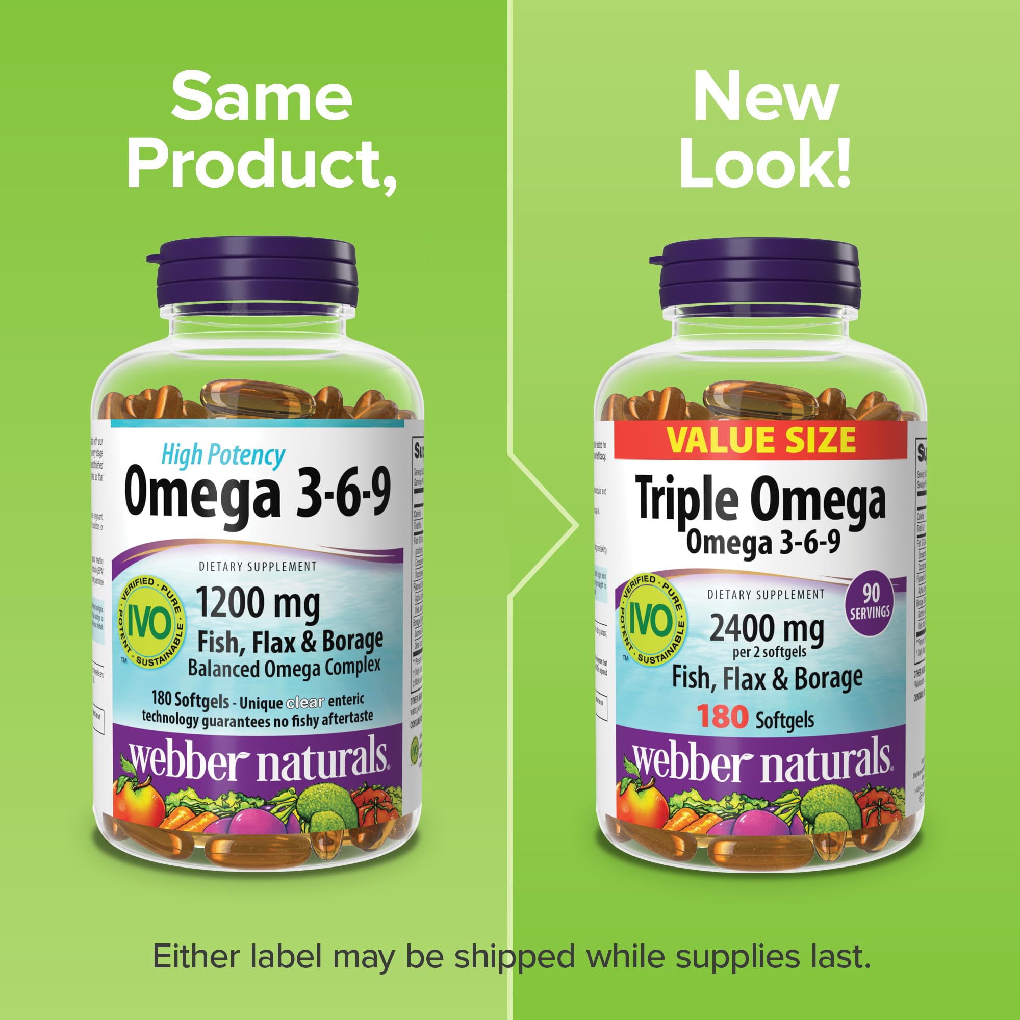 Webber Naturals Triple Omega 3 6 9 Fish Oil, 2400 mg, 180 Softgels — Amazon image 6