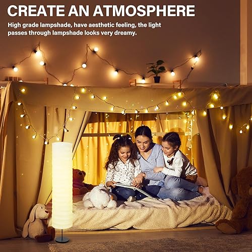 Miniatura 4 de STOBOK Lámpara de pie de papel Sombras Luz Estilo Japonés Lámpara de pie Cubierta de Luz de Mesa Barril Protector de araña para sala de estar Casa