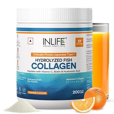 INLIFE Japanese Marine Collagen Supplements for Women & Men | Fish Collagen Powder for Skin & Hair | Clinically Proven I