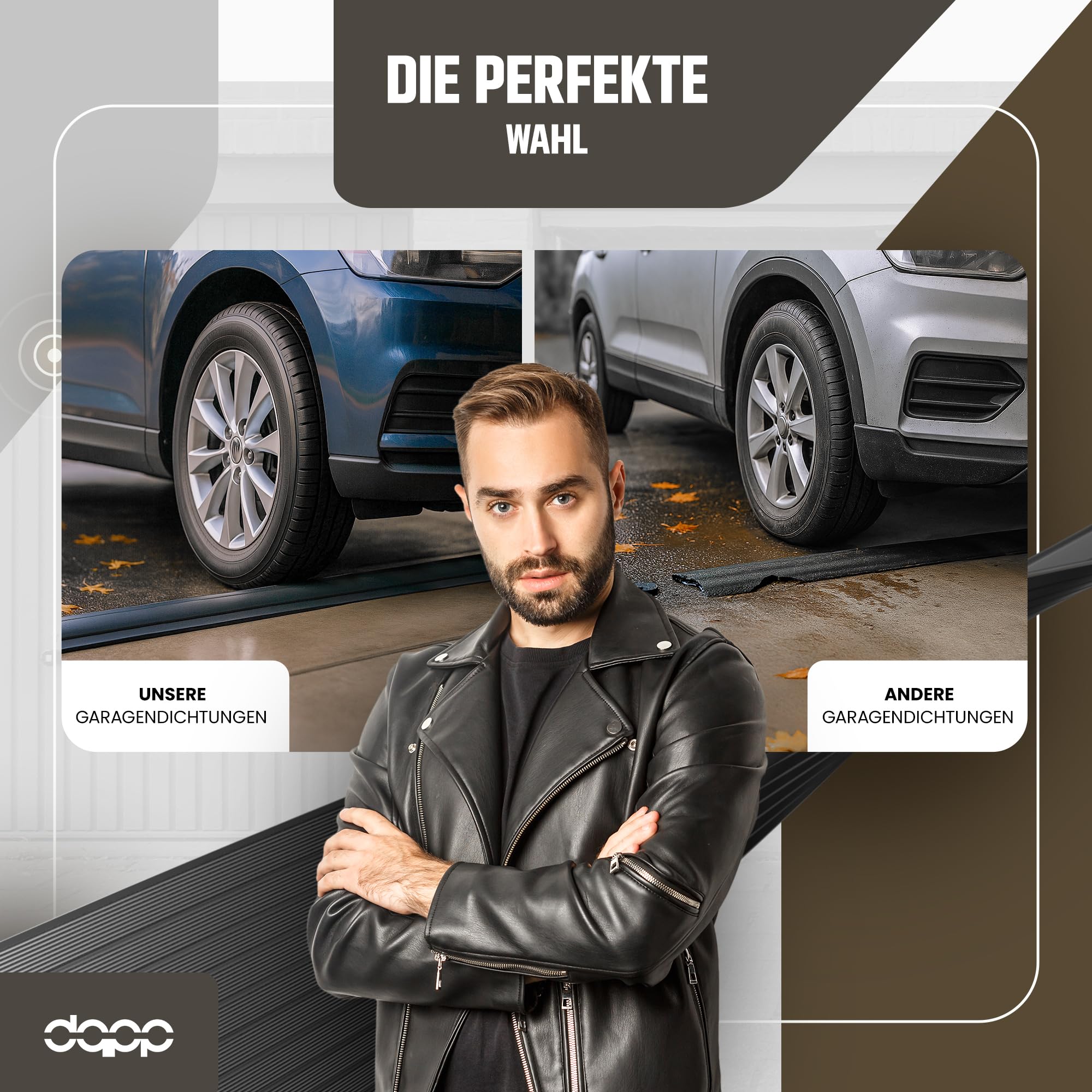 Dq-pp | Guarnizione Soglia Garage | 2,5m | 30mm x 160mm | con colla per installazione | nero | Sigillatura per pavimenti | Soglia in gomma EPDM | 3cm x 16cm