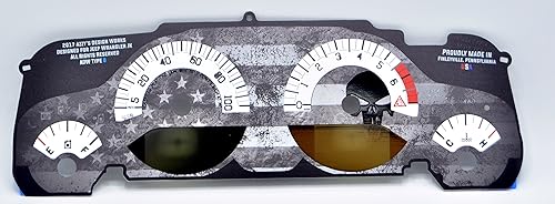 Azzy's Design Works Kit de cara de calibre de bandera de EE. UU. tipo A - CEL en pantalla digital, compatible con Jeep Wrangler JK 2007-2012