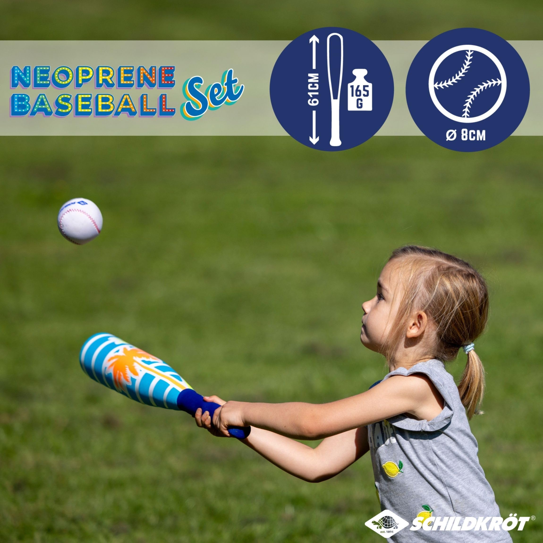 Schildkröt Set de Baseball, 1 Batte de Baseball Souple avec Revêtement en Néoprène, 1 Balle, Nouveau Design Tendance, pour Les Enfants et Les Familles, 970159