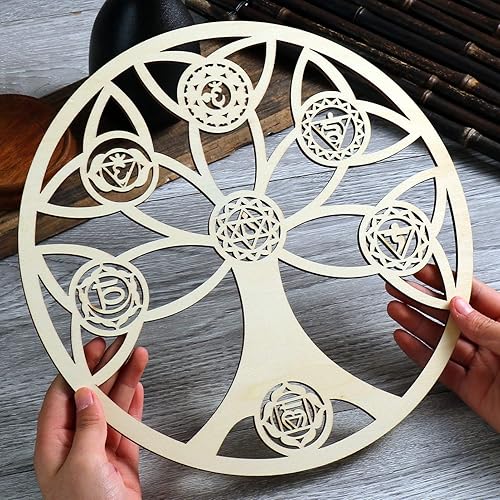 Simurg Árbol de la vida - Decoración de pared de madera (árbol de la vida, 7 chakras, 11.5 pulgadas)