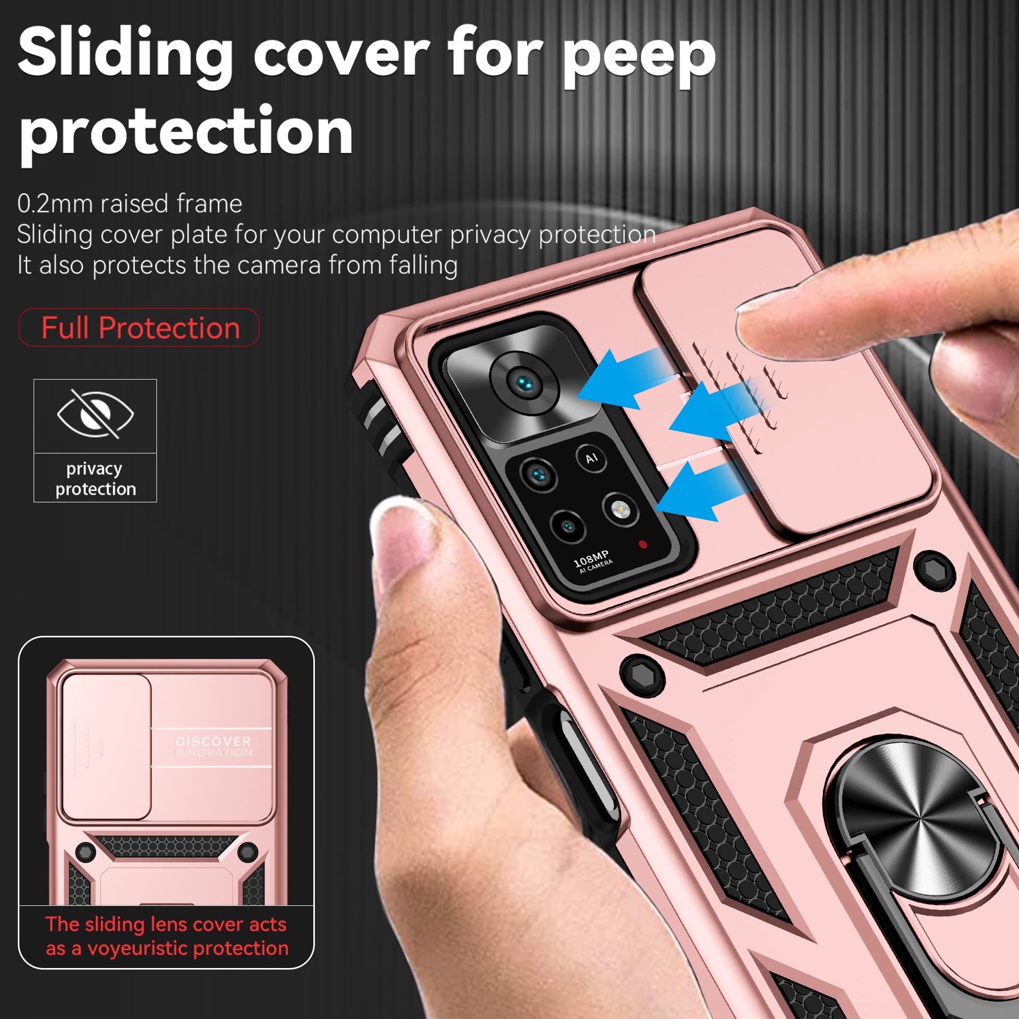Asuwish Custodia per telefono per Xiaomi Redmi Note 11 Pro 4G/5G Custodia a portafoglio con pellicola protettiva e cerniera porta carte Slot Kickstand Accessori per celle Flip protettivo Redme Note11