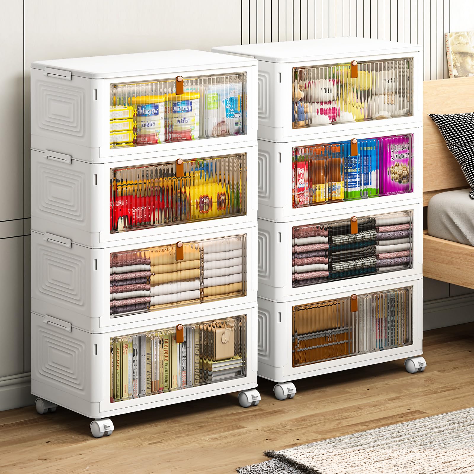 Amazon.co.jp: 4段プラスチックストレージビン 蓋付き 34クォート