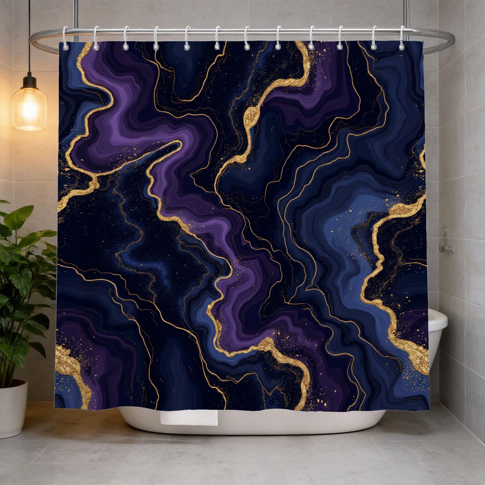 Hongduo 3D Marbling Shower Curtain for Stalls Bathtubs Abstract Art Bathroom Decor Shower Curtain Set Polyester Fabric Waterproof 200x200cm/79X79 Inch with Hooks