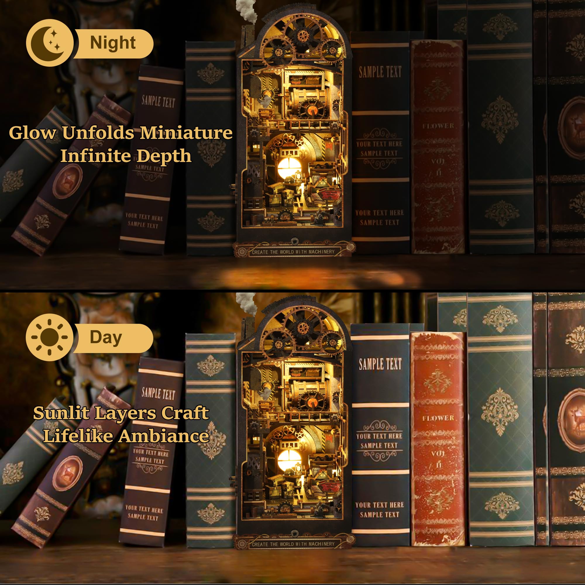 CRIOLPO Kit Book Nook DIY per Adulti - Casa in Miniatura con Luci LED da Montare, Modellismo 3D Creativo per Decorare Librerie - Regalo Originale per Appassionati di Fai da Te