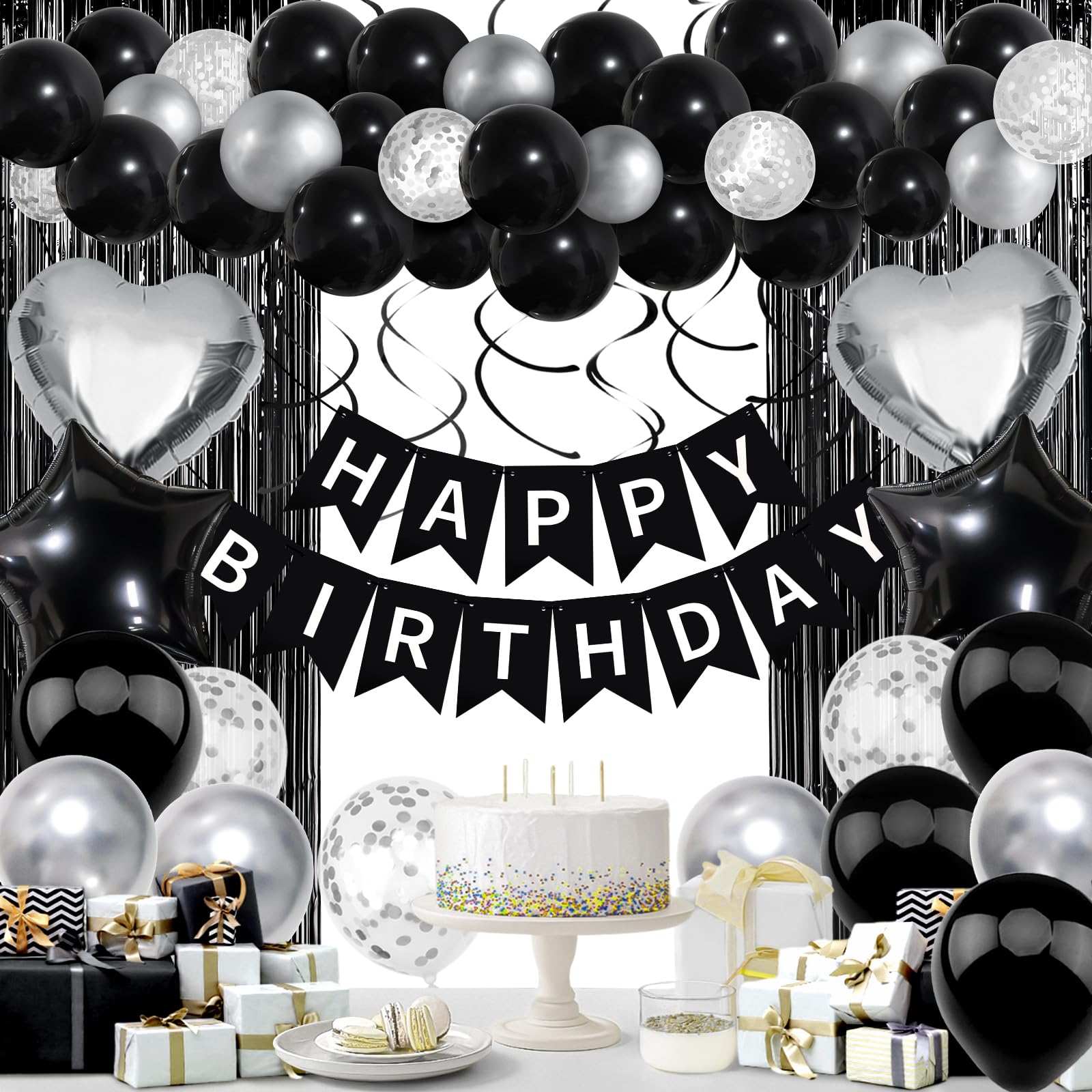 Ghirlanda Decorativa A Tema Calcio Per Compleanno - Striscione Happy Birthday Con Bandierine E Decorazioni Da Appendere, Bianco E Nero Per Festa Bambini E Tifosi