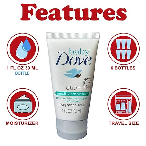 Miniatura 2 de Baby Dove Loción para bebé de humedad sensible, 6 unidades, hipoalergénica, sin fragancia, para pieles sensibles, loción hidratante para bebés sin