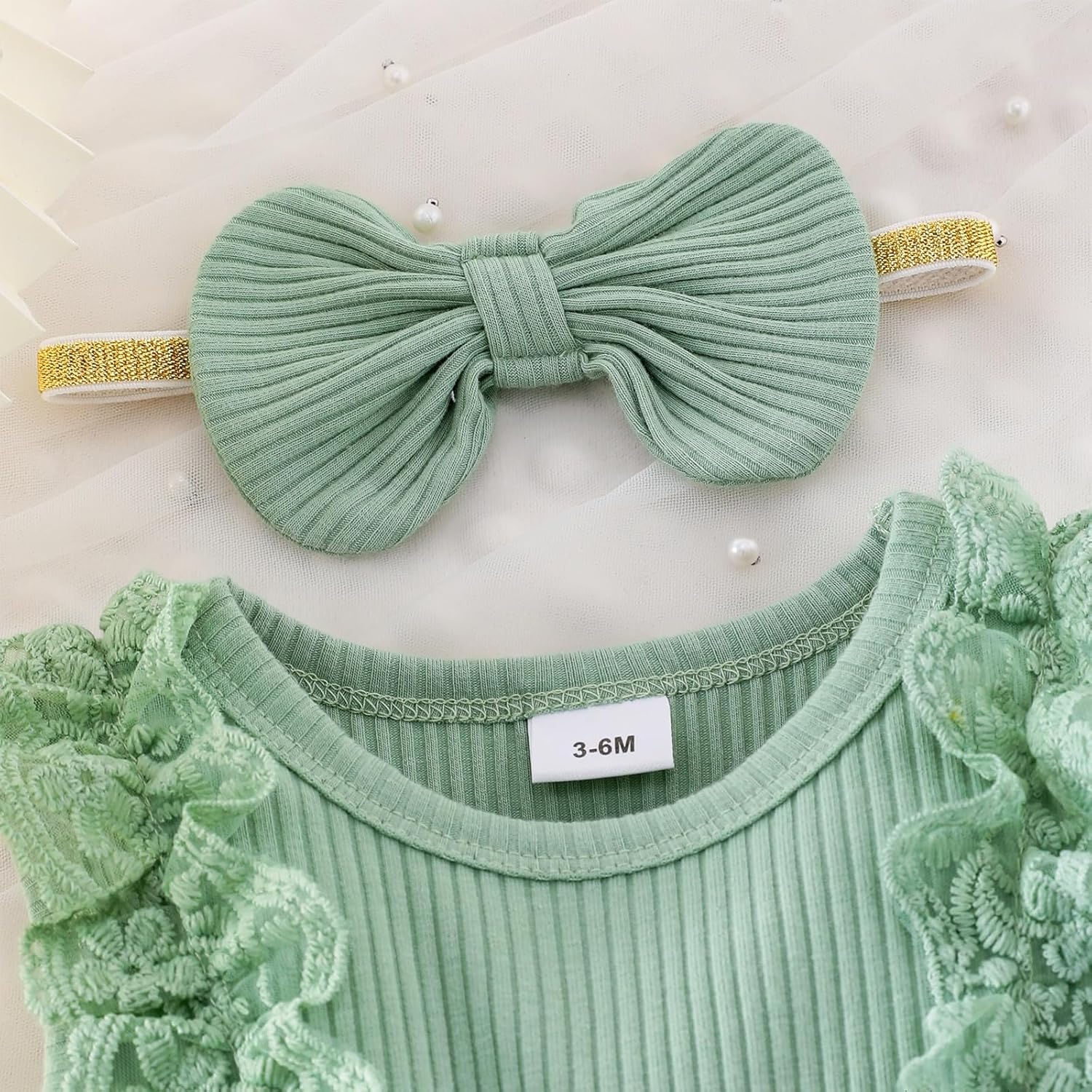 Baby Girl Clothes Infant Summer Outfits Cute Butterflies Mesh Ruffle Sleeveless Romper Headband Set 0-12 Months - Image 5